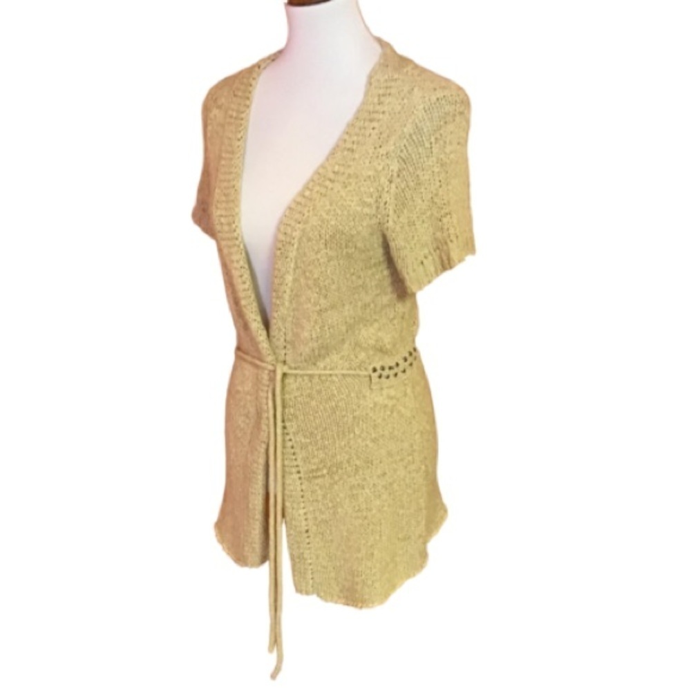 Vintage 80s Gold Belted Cardigan Sweater